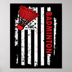 Vereinigte Staaten USA-Flagge Badmintonspieler Poster