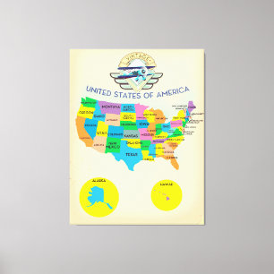 Vereinigte Staaten von Amerika Vintage-Stil Karte Leinwanddruck