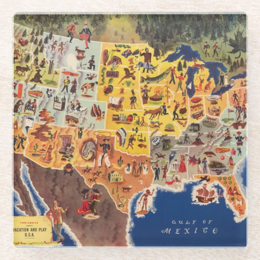 Vereinigte Staaten zeichnen - Ferien und Spiel auf Glasuntersetzer (Vorderseite)