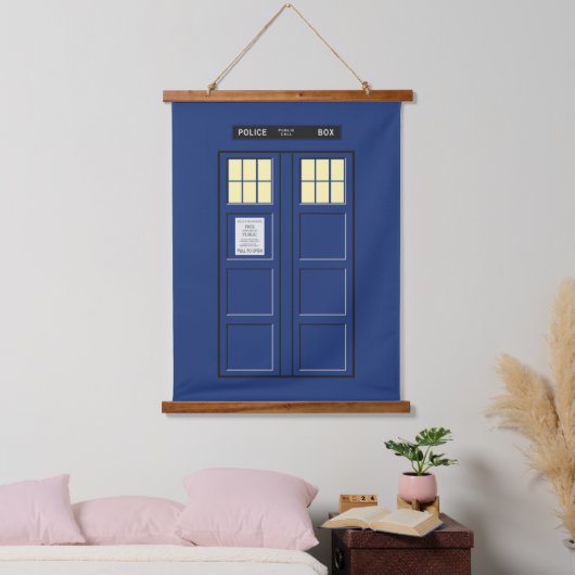 Vereinigtes Königreich - Blue Police Public Call B Wandteppich Mit Holzrahmen (Schlafzimmer)