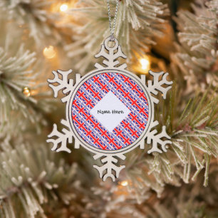 Vereinigtes Königreich Britische Flagge gekachelt Schneeflocken Zinn-Ornament