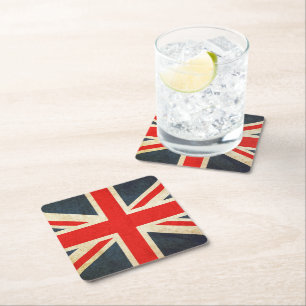 Vereinigtes Königreich - Britische Vintage Grunge- Rechteckiger Pappuntersetzer