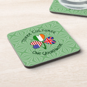 Vereinigtes Königreich Irland USA Flaggen Shamrock Getränkeuntersetzer