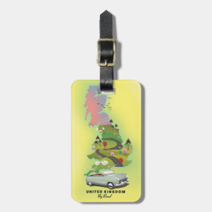 Vereinigtes Königreich Reiseplakat "By Road" Vinta Gepäckanhänger