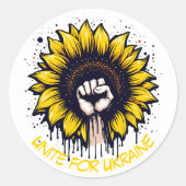 Vereinigung der Ukraine Sonnenblumen & Fist Runder Aufkleber (Vorderseite)