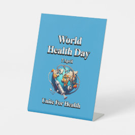 Vereinigung für Gesundheit. Weltgesundheitstag. T- Sockelschild