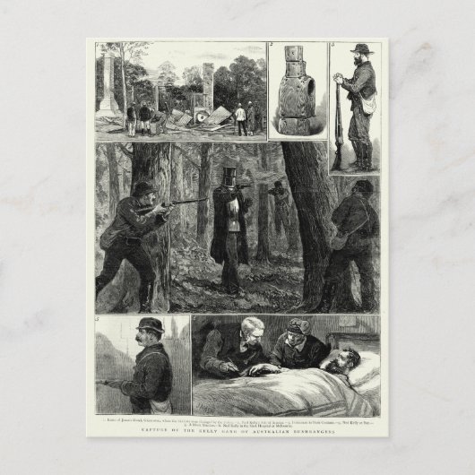 Vereinnahmung der Ned Kelly Gang Postkarte (Vorderseite)