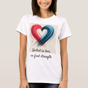 Vereint in Liebe T-Shirt - Rotes und Blaues Herz m