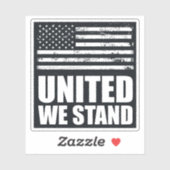 Vereint stehen wir dünn blauer Linie USA Flaggengr Aufkleber (Blatt)