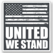 Vereint stehen wir dünn blauer Linie USA Flaggengr Aufkleber (Vorderseite)