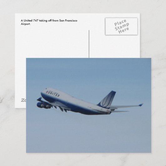 Vereinte 747 Start Postkarte (Vorne/Hinten)