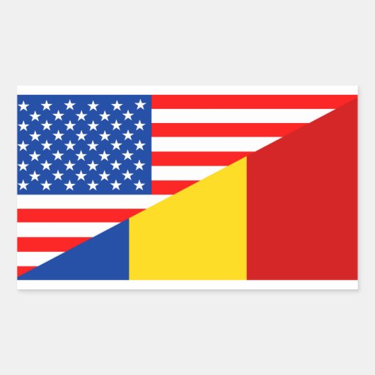 vereinte Staaten Amerika - Romania Halbfahne usa L Rechteckiger Aufkleber (Vorderseite)
