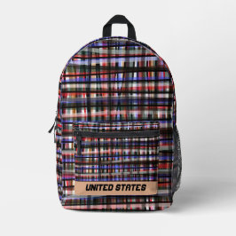 Vereinte Staaten Moderne mehrfarbige Tartan-Handsc Bedruckter Rucksack