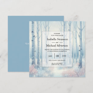 Vereiste Blaue Birkenwald-Hochzeit Einladung