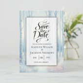 Vereiste Blaue Birkenwald-Hochzeit Save The Date (Stehend Vorderseite)