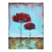 Vererbte, Abstrakte Kunstlandschaft Rote Bäume