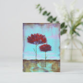 Vererbte, Abstrakte Kunstlandschaft Rote Bäume Postkarte (Stehend Vorderseite)