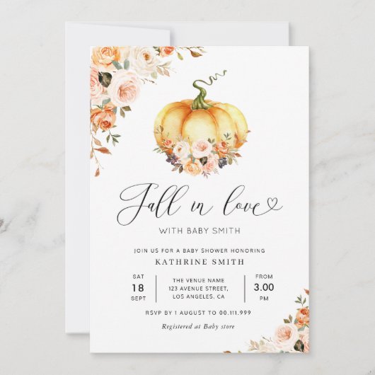 Verfall der Liebe Goldene Blütendusche Einladung (Vorderseite)