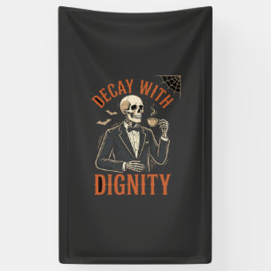 Verfall mit Würde Vintage-Skelett Kaffee Halloween Banner