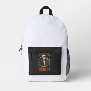 Verfall mit Würde Vintage-Skelett Kaffee Halloween Bedruckter Rucksack