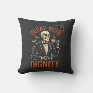 Verfall mit Würde Vintage-Skelett Kaffee Halloween Kissen
