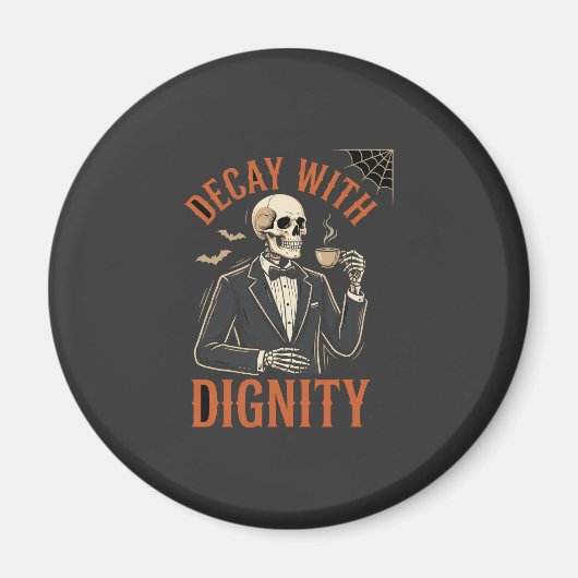 Verfall mit Würde Vintage-Skelett Kaffee Halloween Magnet (Vorne)