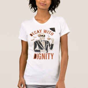 Verfall mit Würde Vintage-Skelett Kaffee Halloween T-Shirt