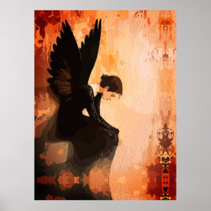 Verfallene Gnade – Melancholische Engelsreflexion Poster