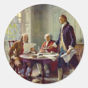 Verfassen der Unabhängigkeitserklärung 1776 Runder Aufkleber