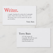 Verfasser-Autorn-einfaches Wort Visitenkarte (Vorne/Hinten)