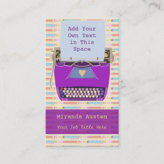 Verfasser-Autorn-lila Retro Schreibmaschine modern Visitenkarte