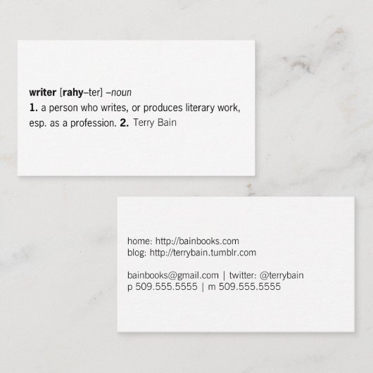 Verfasser definiert [als Sie] Visitenkarte (Vorne/Hinten)