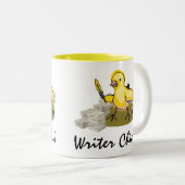 Verfasser-Küken mit Papier, Feder-Spule und Tinte Zweifarbige Tasse (VorderseiteRechts)