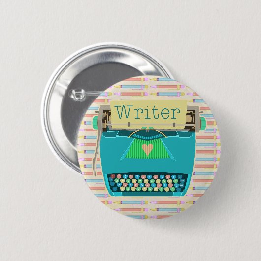 Verfasser-Schreibmaschinen-niedliches Retro Button (Vorne & Hinten)
