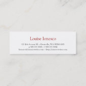 Verfasser Schwarz-weiß Mini Visitenkarte (Rückseite)