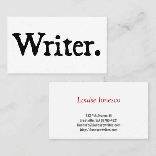 Verfasser Schwarz-weiß Visitenkarte (Vorne/Hinten)