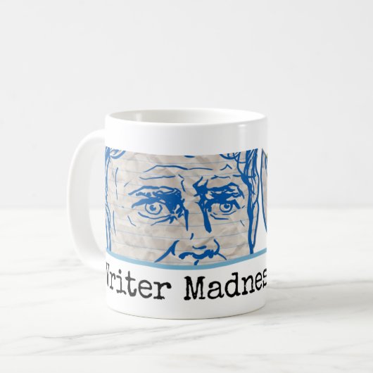 "Verfasser-Verrücktheits-" Film-Tasse Kaffeetasse (Vorderseite Links)