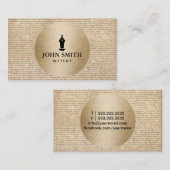 Verfasser-Vintager Goldkreis u. alte Skripte Visitenkarte (Vorne/Hinten)