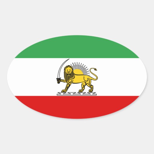 Verfassung: Monarchie der iranischen Flagge (1907- Ovaler Aufkleber (Vorderseite)