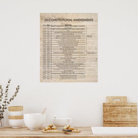 Verfassungsänderungen der USA - AKTUALISIERT Poster (Küche)