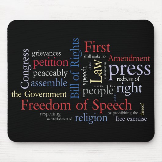 Verfassungszusatz-Wort-Wolken-Redefreiheit Mousepad (Vorne)
