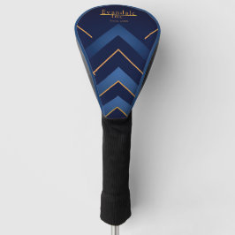 Verfeinert Navy Gold Chevron Personalisiert Golf Headcover