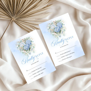 Verfeinerte Blaue Hortensien Gold Hochzeit-Einschl RSVP Karte