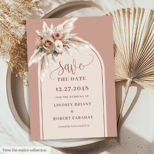 Verfeinerte Boho-Staubige-Pink-Floral-Karte zur An Einladung
