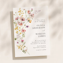 Verfeinerte Boho-Wiesen-Wildblumen-Hochzeitseinlad