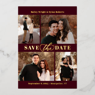 Verfeinerte Collage FOIL Hochzeit "Save The Date"- Folieneinladung