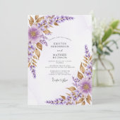 Verfeinerte Lavendel-Botanik-Hochzeit Einladung (Stehend Vorderseite)