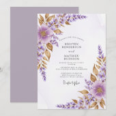 Verfeinerte Lavendel-Botanik-Hochzeit Einladung (Vorne/Hinten)