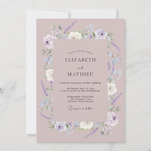 Verfeinerte Lavendel-Hochzeit in Mauve Einladung