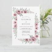 Verfeinerte Malven-Blumenhochzeit Einladung (Stehend Vorderseite)